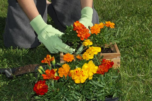 Team handling garden waste safely during landscaping rubbish removal